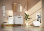 Wardrobe with washbasin Sento 80 cm white | 60785 - Image 2