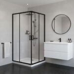 Shower cabin with side sliding black matte frame 90*90cm 65650002279 — изображение 2