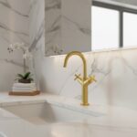 High Basin mixer Origin classic brushed gold bowl A4288625 - Image 2