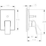 Built-in bath shower mixer Minimax Square Brushed Gold Outer part A41949 Inner part A4373225EXP — изображение 2
