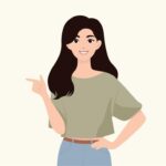 Download young woman showing direction flat design for free