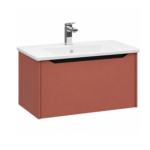 Cabinet with towel rack Integra Square Red Matte Two drawers 7677B003-0001 with towel rack 76*39.5*44.7cm 80142