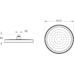 Shower head Core Round 1 function 15 degree movement angle round soft copper 25cm A4591229EXP - Image 2